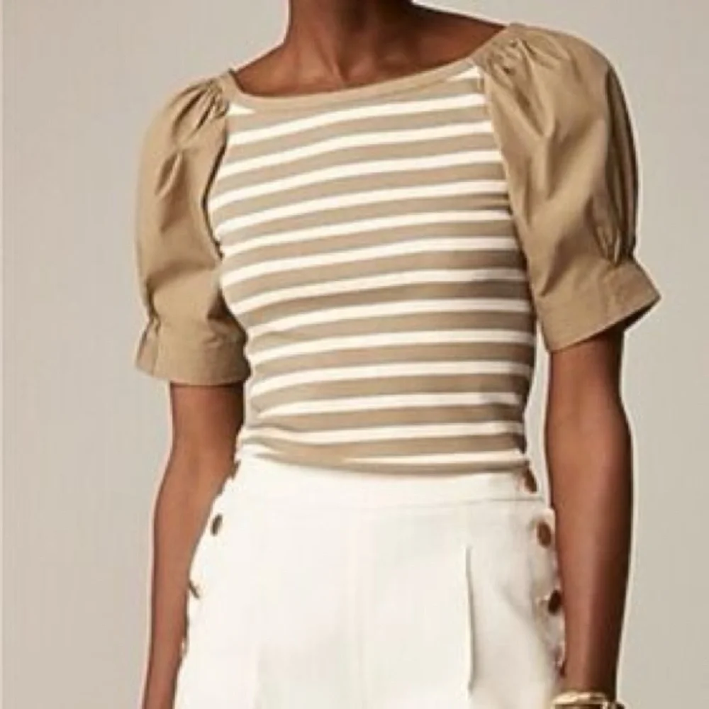 J.Crew striped puff-sleeve knit striped body paired puffed sleeves. Medium